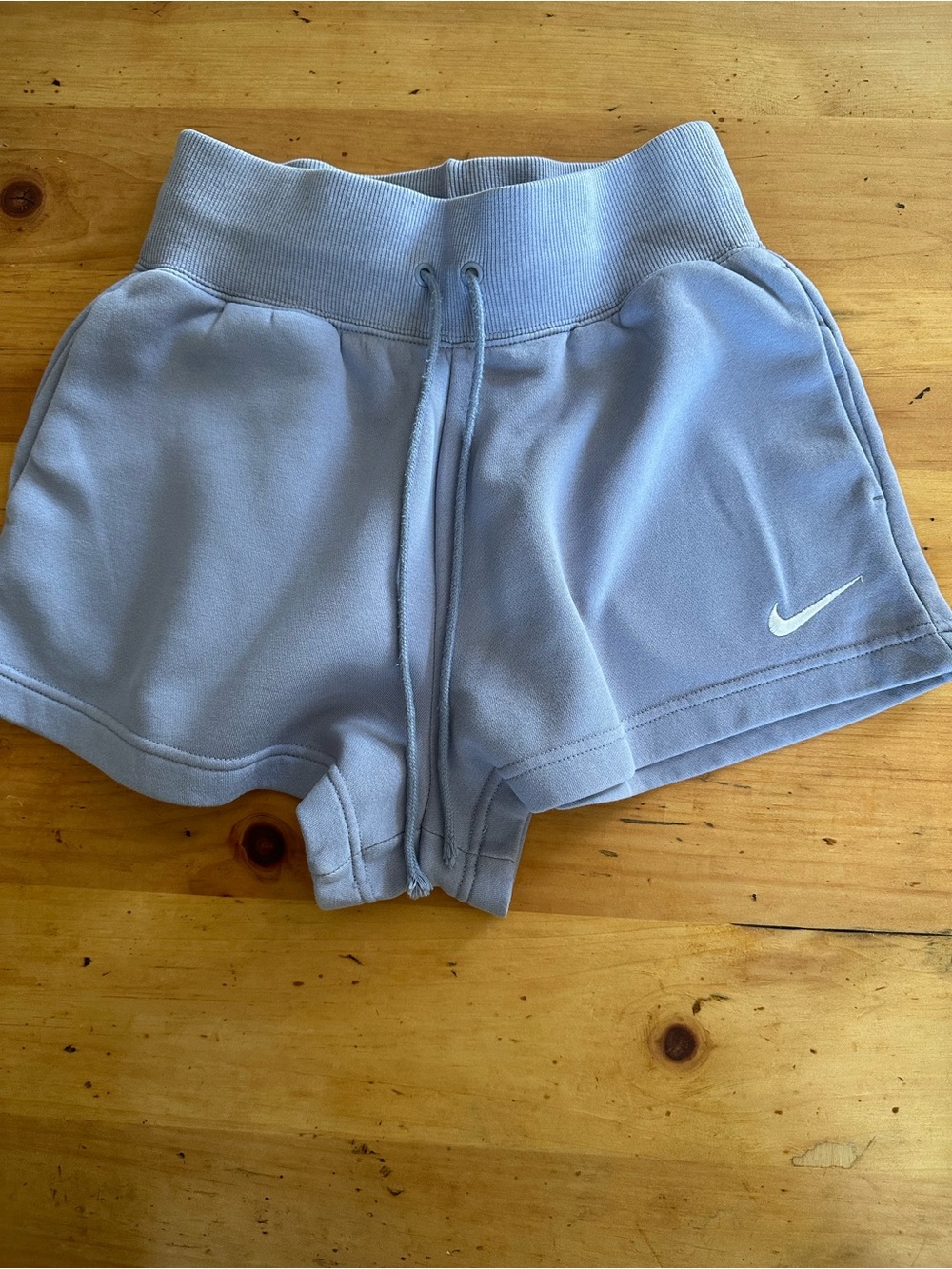 Nike Pastel Blue Athletic Fleece Shorts with Swoosh